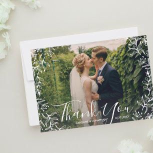Weddenschap Hartelijk dank! Foto van White Floral Bedankkaart