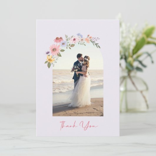 Weddenschap Hartelijk dank Foto Wildbloemen Bedankkaart (Staand voorkant)