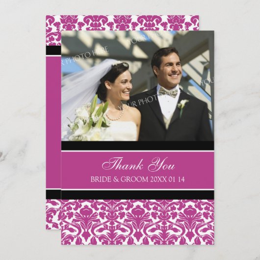 Weddenschap Hartelijk dank Fotokaarten Hot Pink Da Bedankkaart (Voorkant / Achterkant)