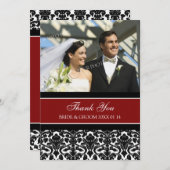 Weddenschap Hartelijk dank Foto's Red Damask Bedankkaart (Voorkant / Achterkant)
