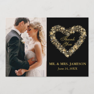 Weddenschap Hartelijk dank Gold Heart-fotokaart Bedankkaart