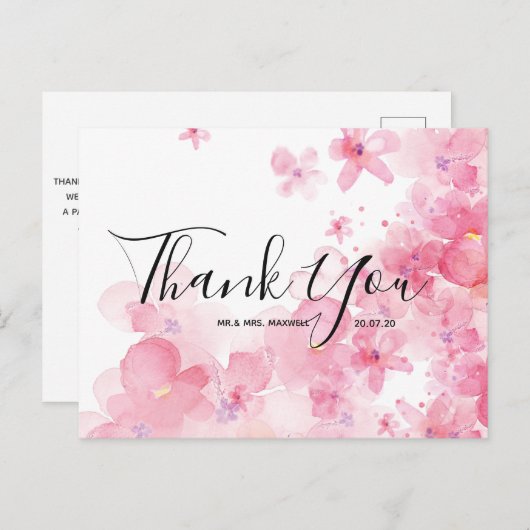 Weddenschap Hartelijk dank Het roze Briefkaart van (Voorkant / Achterkant)