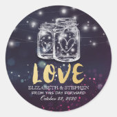 Weddenschap Hartelijk dank Mason Jar Paarse String Ronde Sticker (Voorkant)