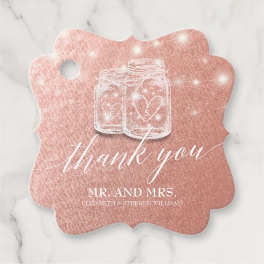Weddenschap Hartelijk dank Mason Jar String Light  Bedankjes Labels (Voorkant)