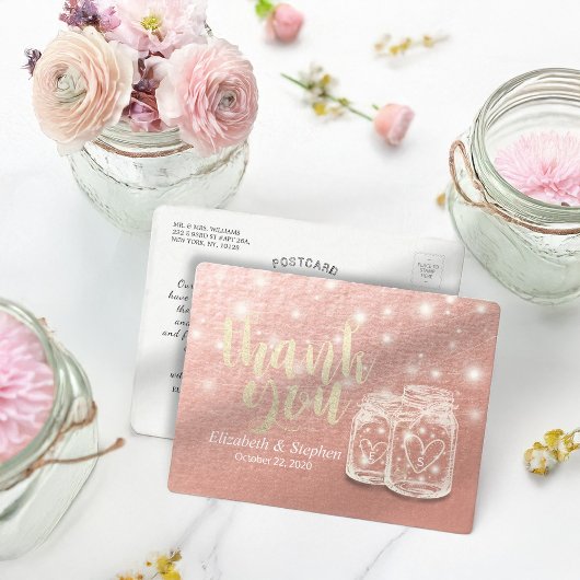 Weddenschap Hartelijk dank Mason Jar String Light Briefkaart