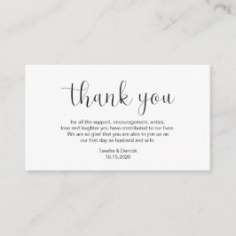 Weddenschap Hartelijk dank, Minimaal design, zwart Informatiekaartje