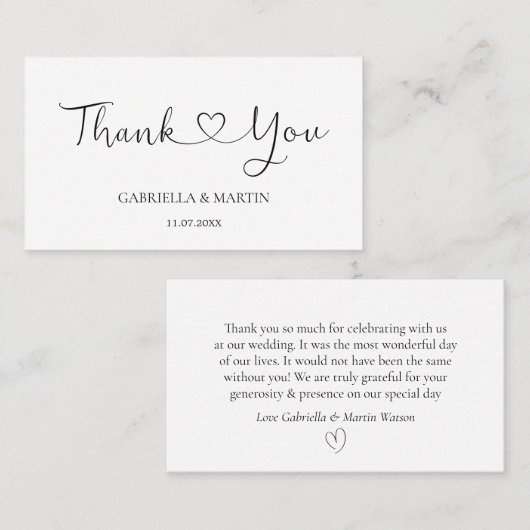 Weddenschap Hartelijk dank Minimale kaart Visitekaartje (Voorkant / Achterkant)