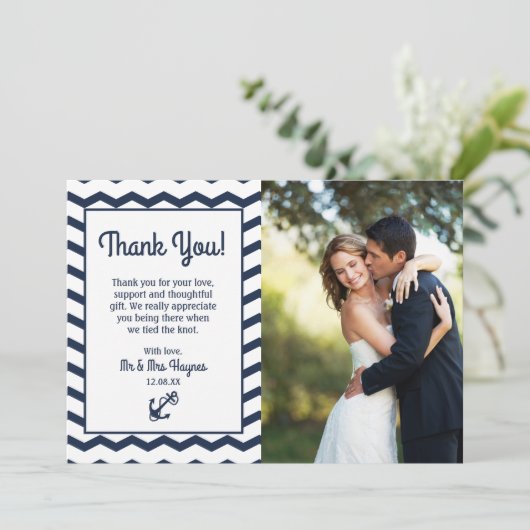 Weddenschap Hartelijk dank, Nautical Flat Card Bedankkaart (Staand voorkant)