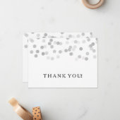 Weddenschap Hartelijk dank Nota Zilveren Foil Glit Notitiekaartje (Voorkant / Achterkant in situ)