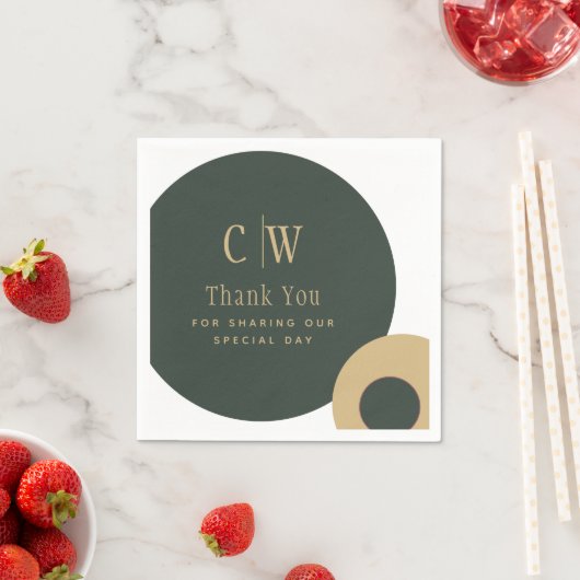 Weddenschap Hartelijk dank Olive Green Gold Monogr Servet (Insitu)