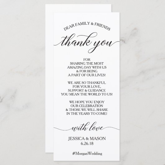 Weddenschap Hartelijk dank Plaats kaart - Klassiek (Voorkant / Achterkant)