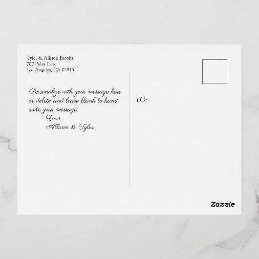 Weddenschap Hartelijk dank, Roos Gold, bericht Folie Feestdagen Briefkaart (Achterkant)