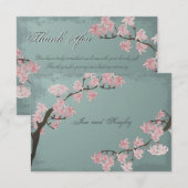 Weddenschap Hartelijk dank - Roze Cherry Blossom Bedankkaart (Voorkant / Achterkant)