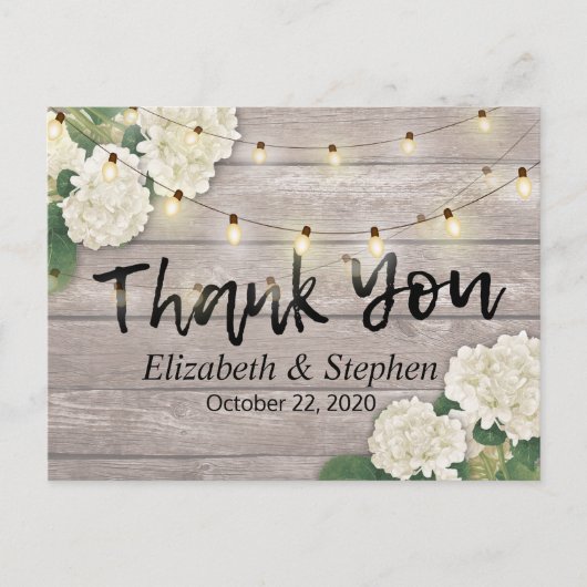 Weddenschap Hartelijk dank Rustic Wood Floral Stri Briefkaart (Voorkant)