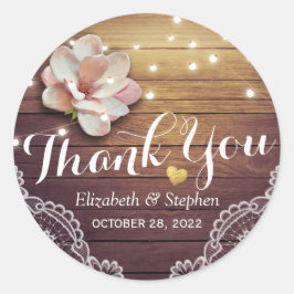 Weddenschap Hartelijk dank Rustic Wood Floral Stri Ronde Sticker