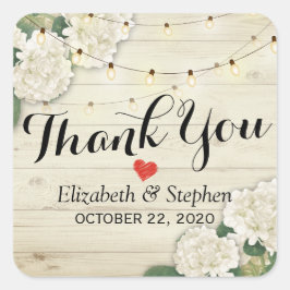 Weddenschap Hartelijk dank Rustic Wood Floral Stri Vierkante Sticker