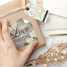 Weddenschap Hartelijk dank Rustic Wood Floral Stri Vierkante Sticker