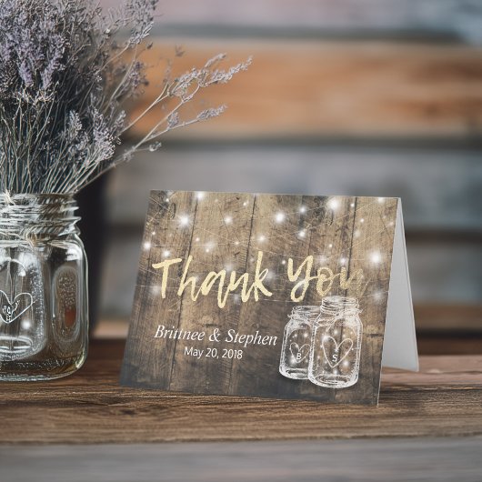 Weddenschap Hartelijk dank Rustic Wood Mason Jar L Bedankkaart