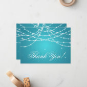 Weddenschap Hartelijk dank U Opmerking Koord-Turqu Notitiekaartje (Voorkant / Achterkant in situ)