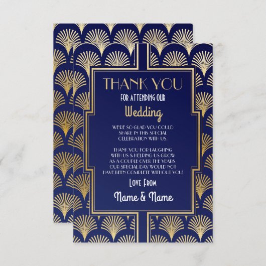 Weddenschap Hartelijk dank Verloving Art Deco Part Bedankkaart (Voorkant / Achterkant)