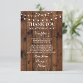 Weddenschap Hartelijk dank Verloving Hout Lichten Bedankkaart (Staand voorkant)