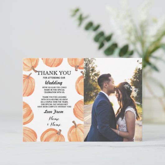 Weddenschap Hartelijk dank Verloving pompoen Herfs Kaart (Staand voorkant)