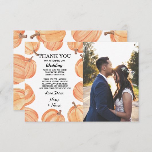 Weddenschap Hartelijk dank Verloving pompoen Herfs Kaart (Voorkant / Achterkant)