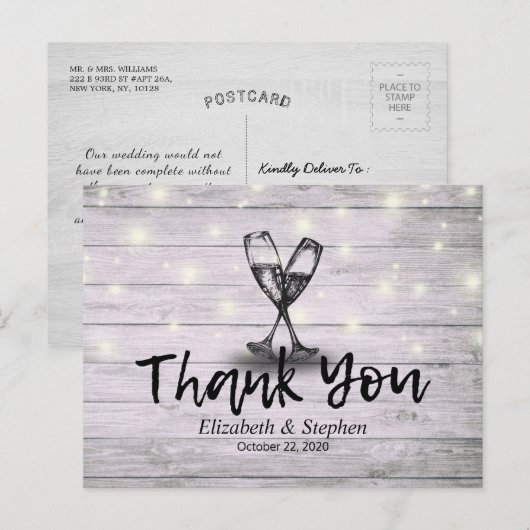 Weddenschap Hartelijk dank voor Champagne Glasses Briefkaart (Voorkant / Achterkant)
