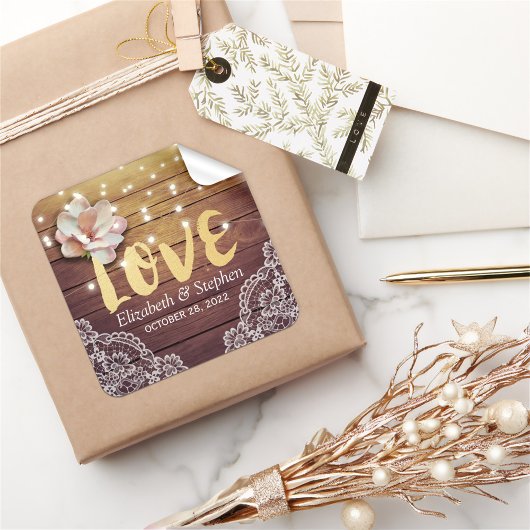 Weddenschap Hartelijk dank voor de houten vezel Vierkante Sticker