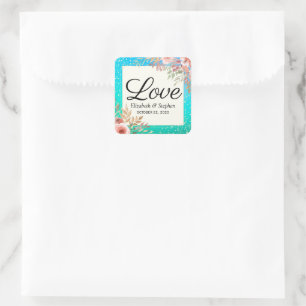 Weddenschap Hartelijk dank voor de moderne roze Fl Vierkante Sticker