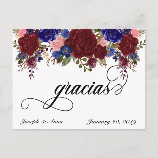 Weddenschap Hartelijk dank voor de Spaanse Gracias Briefkaart (Voorkant)