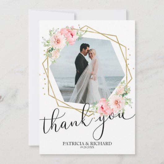 Weddenschap Hartelijk dank voor de zwarte Floral G Kaart (Voorkant)