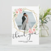 Weddenschap Hartelijk dank voor de zwarte Floral G Kaart (Staand voorkant)