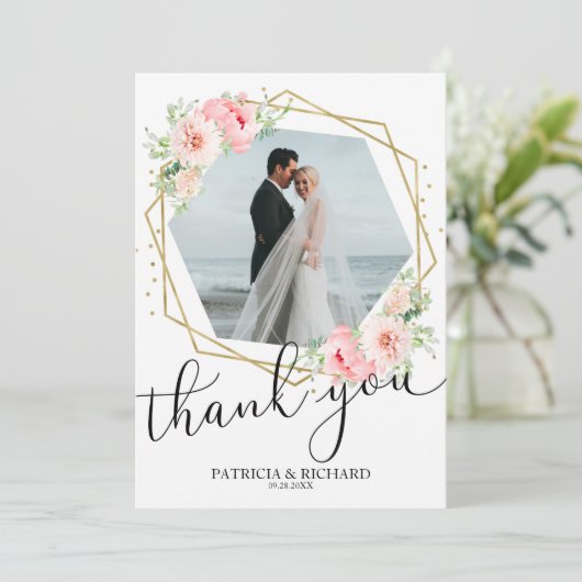 Weddenschap Hartelijk dank voor de zwarte Floral G Kaart (Staand voorkant)