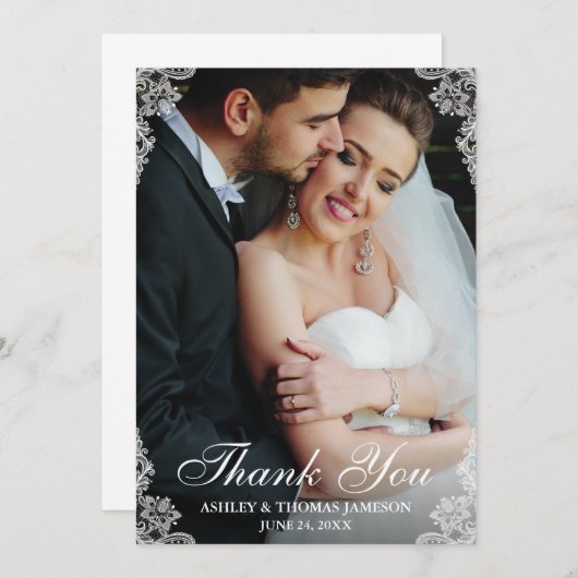 Weddenschap Hartelijk dank voor foto van grenspaar Bedankkaart (Voorkant / Achterkant)