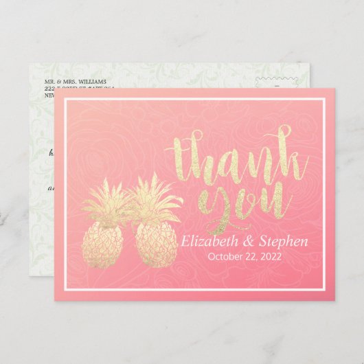 Weddenschap Hartelijk dank voor gouden anananas Pi Briefkaart (Voorkant / Achterkant)