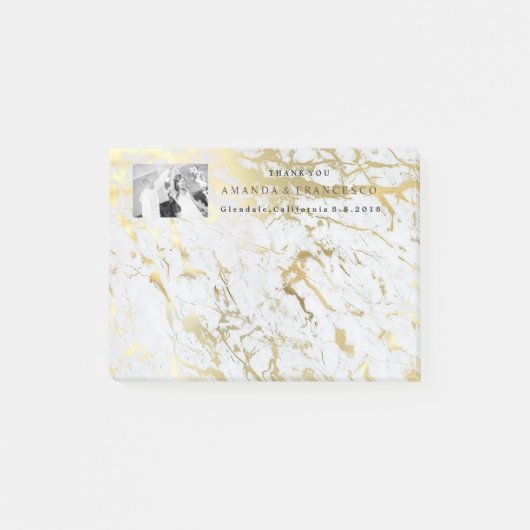 Weddenschap Hartelijk dank voor goudkleurige goudm Post-it® Notes (Voorkant)