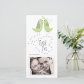 Weddenschap Hartelijk dank voor groene Tortelduifj Bedankkaart (Staand voorkant)