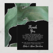 Weddenschap Hartelijk dank voor groene zilver Glit Bedankkaart (Voorkant / Achterkant)