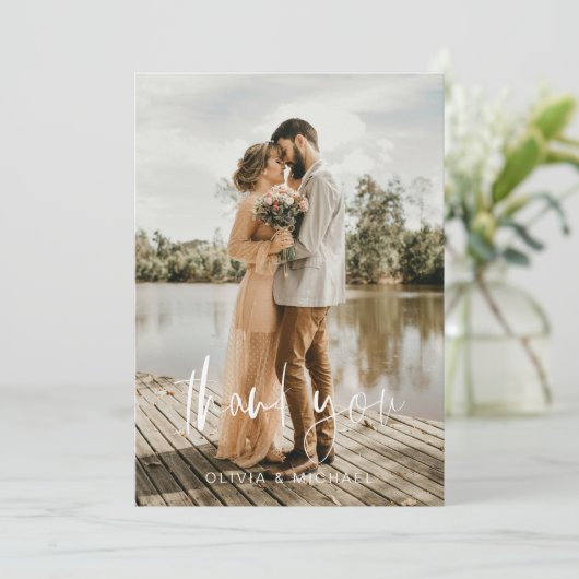 Weddenschap Hartelijk dank voor handgeschreven fot Bedankkaart (Staand voorkant)