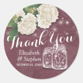 Weddenschap Hartelijk dank voor Mason Jar Hydrange Ronde Sticker (Voorkant)