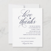 Weddenschap Hartelijk dank voor tafels | Navy Blue Bedankkaart (Voorkant)