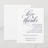 Weddenschap Hartelijk dank voor tafels | Navy Blue Bedankkaart (Voorkant / Achterkant)