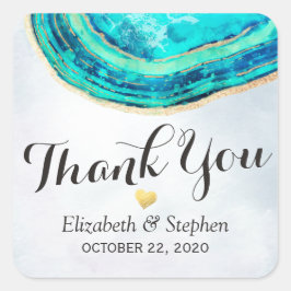 Weddenschap Hartelijk dank Waterverf Blauwgroen Go Vierkante Sticker