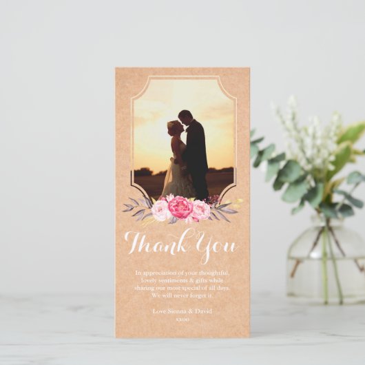 Weddenschap Hartelijk dank Waterverf bloemen Fotok Bedankkaart (Staand voorkant)