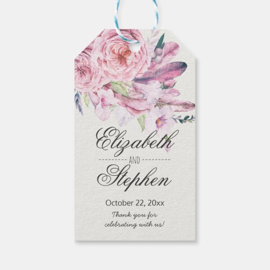 Weddenschap Hartelijk dank Waterverf Boho Floral F Cadeaulabel (Achterkant)