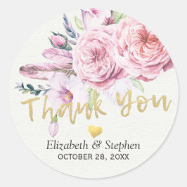 Weddenschap Hartelijk dank Waterverf Boho Floral F Ronde Sticker