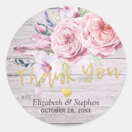 Weddenschap Hartelijk dank Waterverf Floral Rustic Ronde Sticker