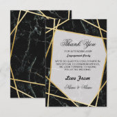 Weddenschap Hartelijk dank Zwarte Marble Gold-kaar Bedankkaart (Voorkant / Achterkant)