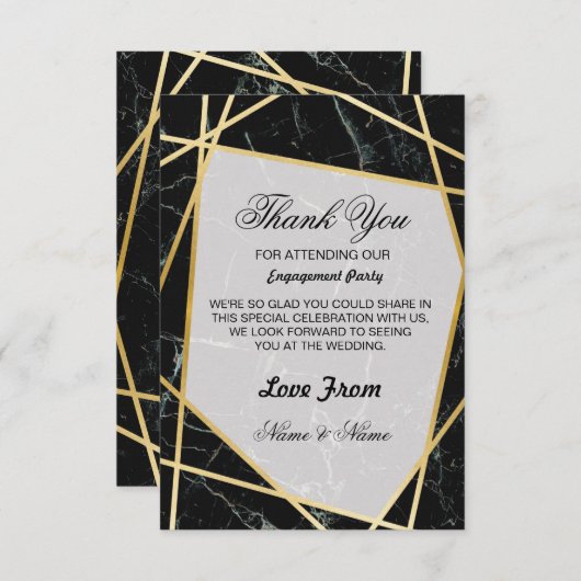 Weddenschap Hartelijk dank Zwarte Marble Gold-kaar Bedankkaart (Voorkant / Achterkant)